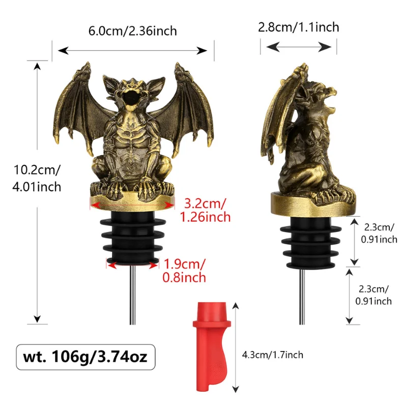 Gothic Gargoyle Wine Pourer with size