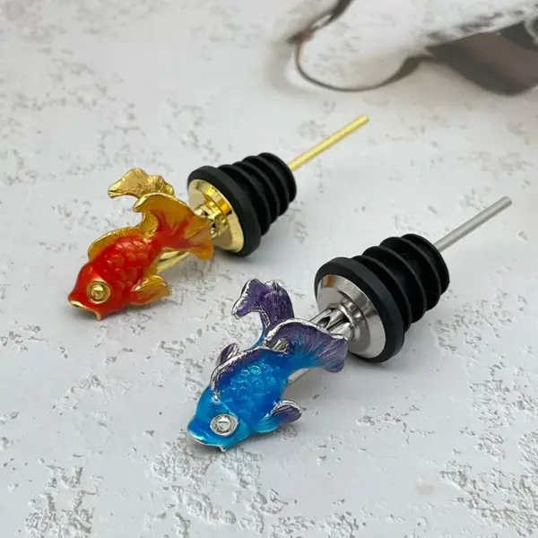 metal fish wine pourer gold fish