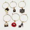 wine glass charms metal soft enamel charm