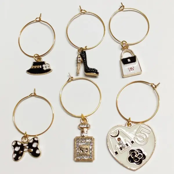 soft enamel wine glass charms metal
