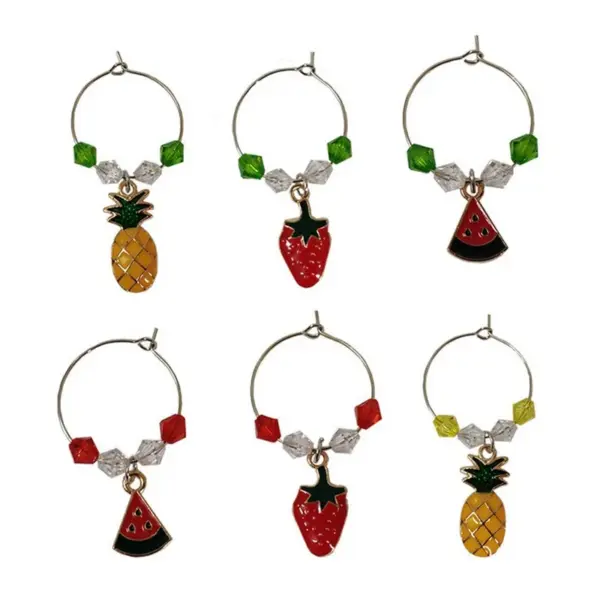 wine glass charms metal fruits