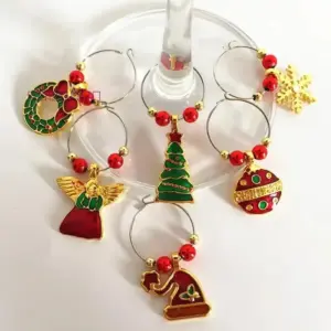 wine glass charms metal zamak christmas gift