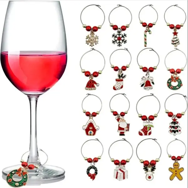 wine glass charms metal christmas shape gift