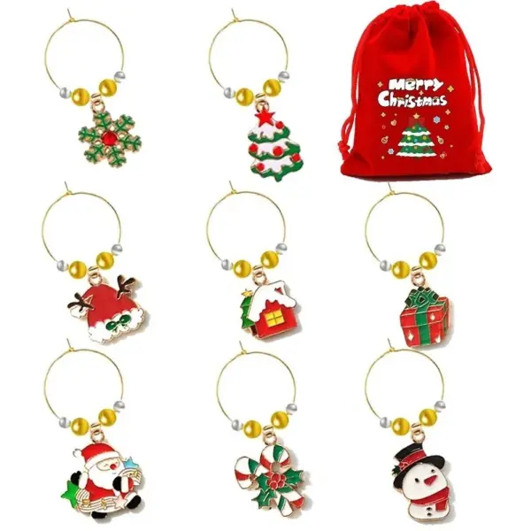 christmas zamak wine glass charms metal