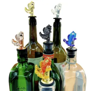 colors fish wine pourer (4) metal fish bottle wine pourer