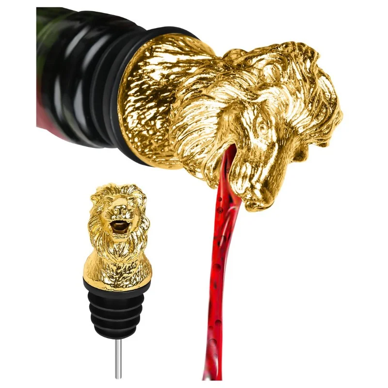lion wine pourer zinc alloy plating gold color