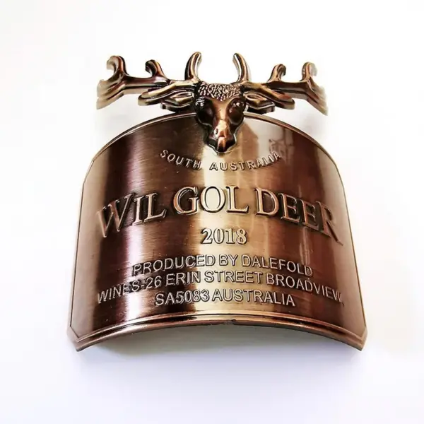 Custom Zinc Alloy Labels Zamak Wine Bottle Label Production Suppliers